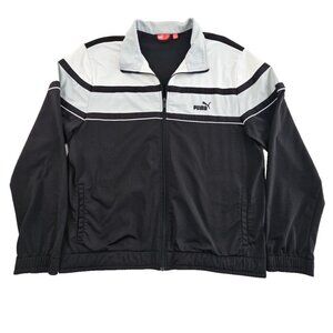 Puma Track Full Zip Jacket Men's Large Black White Casual Activewear Outdoor EUC